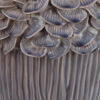 Decorative Planter, 13 Inch Ribbed Seashell Design, Purple Ceramic