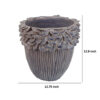 Decorative Planter, 13 Inch Ribbed Seashell Design, Purple Ceramic