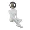 Accent Decor Statuette, 14 Inch White Resin Body, Sitting Astronaut
