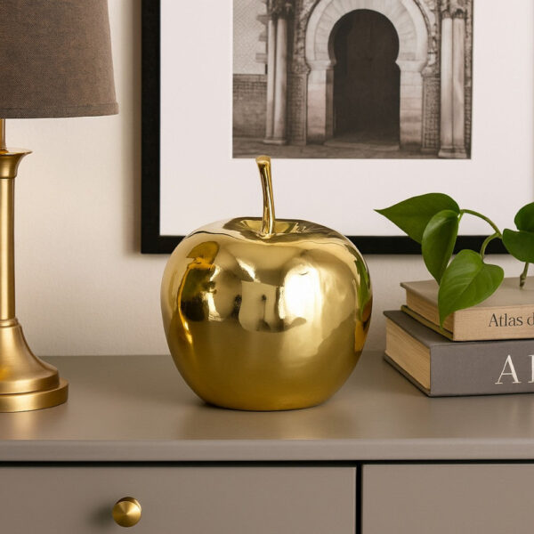 Masu Tabletop Accent Decor, 16 Inch Apple Design, Gold Resin Body