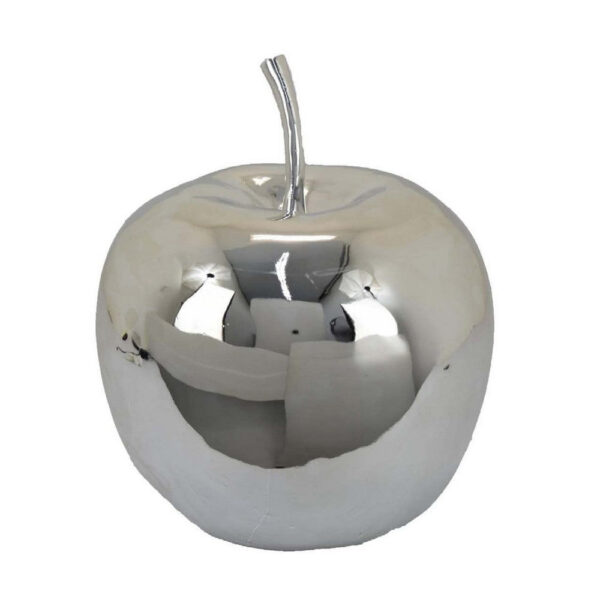 Masu Tabletop Accent Decor, 16 Inch Apple Design, Silver Resin Body