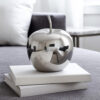 Masu Tabletop Accent Decor, 16 Inch Apple Design, Silver Resin Body