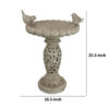 Niam Bird Bath Sculpture, 26 Inch Antique Gray Resin, Scrolled Details