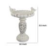 Niam Bird Bath Sculpture, 26 Inch Weathered White Scrolled Resin