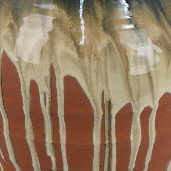Hino Decorative Vase, Dripping Paint Texture, 13 Inch Brown Ceramic