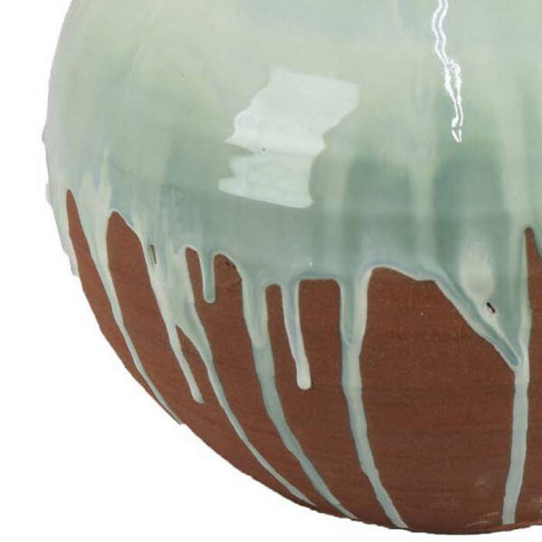 Hino Decorative Vase, 13 Inch Dripping Paint Texture, Brown Ceramic