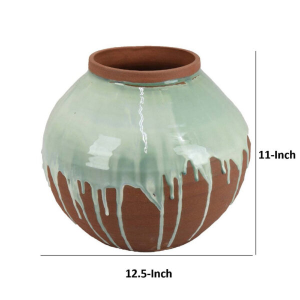 Hino Decorative Vase, 13 Inch Dripping Paint Texture, Brown Ceramic