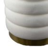 Accent Stool, 18 Inch White Fabric Upholstery, Gold Metal Base