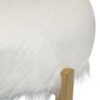 Accent Ottoman, Fur-Like Texture, 21 Inch White Fabric Upholstery