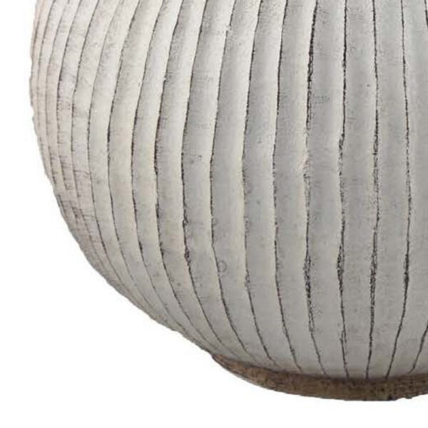 Gany Decorative Vase, Spherical Bottom, 15 Inch Weathered White Resin