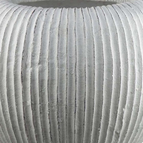 Nios Decorative Vase, Short and Wide, 17 Inch Weathered White Resin