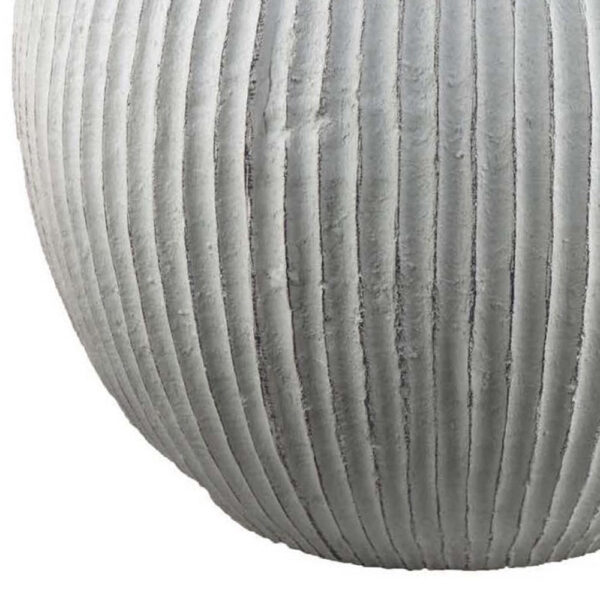 Nios Decorative Vase, Short and Wide, 17 Inch Weathered White Resin