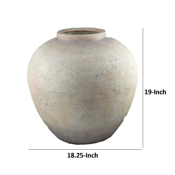 Kilu Decorative Vase, Rugged Texture, 19 Inch Metallic Gray Resin