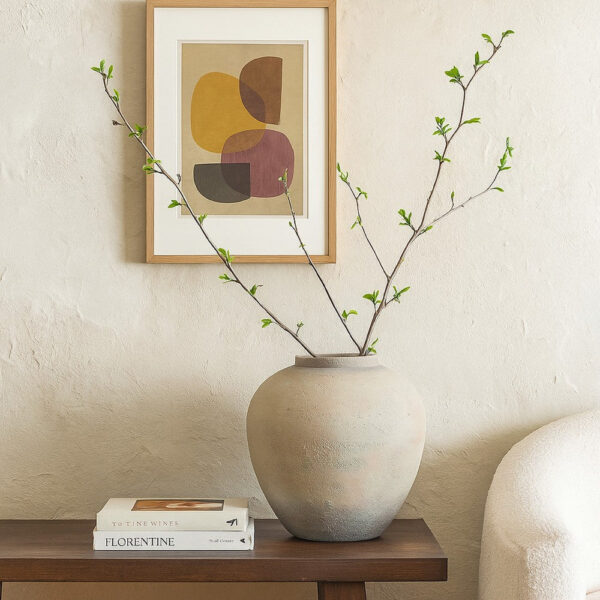 Kilu Decorative Vase, Rugged Texture, 19 Inch Metallic Gray Resin