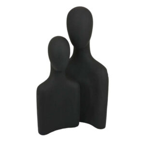 Nito Decorative Figurine, 2 Bust Silhouettes, 17 Inch Black Resin Body