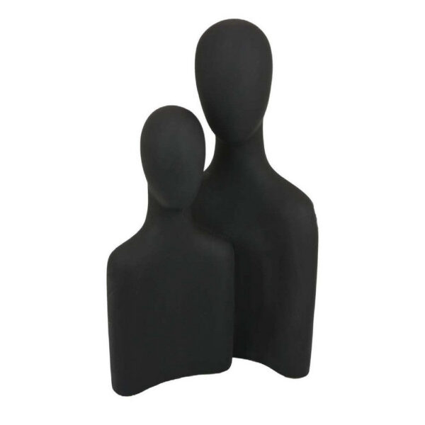 Nito Decorative Figurine, 2 Bust Silhouettes, 17 Inch Black Resin Body