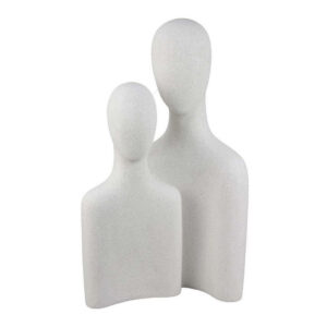 Nito Decorative Figurine, 2 Bust Silhouettes 17 Inch White Resin Body