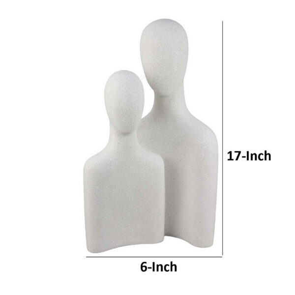 Nito Decorative Figurine, 2 Bust Silhouettes 17 Inch White Resin Body