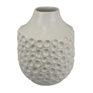 Nian Accent Vase, Off White Ceramic Raised Dimple Texture, 14 Inch