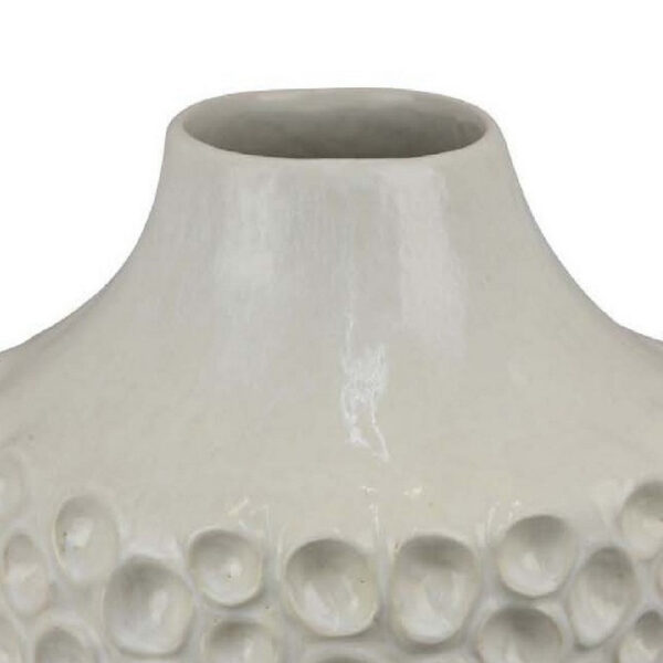 Nian Accent Vase, Off White Ceramic Raised Dimple Texture, 14 Inch