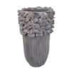 Kiana Decorative Vase, Gray Ceramic Flared Scales Rim Accent, 16 Inch