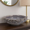 Kiana Decorative Bowl, Gray Ceramic, Flared Scales Rim Accent, 12 Inch