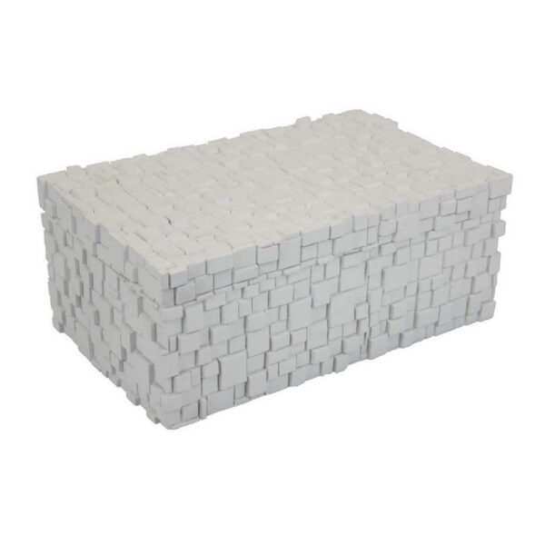 Lissa Decorative Storage Box, Matte White Textured Resin, 13 Inch