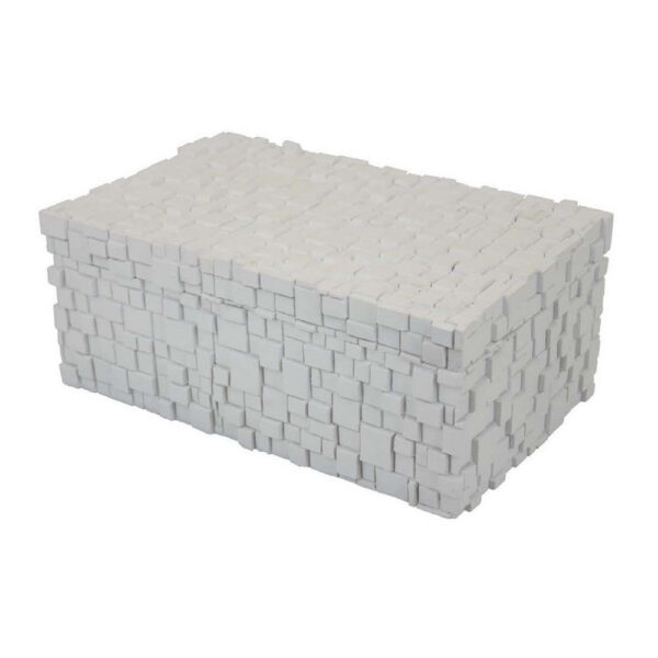 Lissa Decorative Storage Box, Matte White Textured Resin, 13 Inch