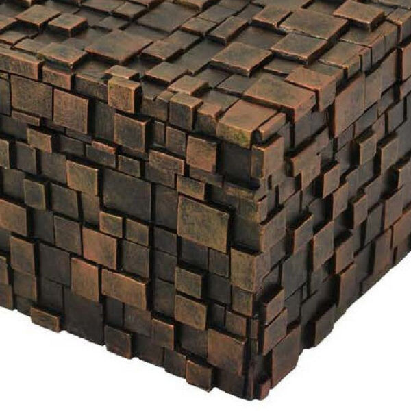 Lissa Decorative Storage Box, Brown Textured Resin Finish, 13 Inch