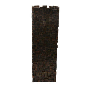 Accent Vase, Dark Bronze Resin, Prominent Geometric Texture, 20 Inch