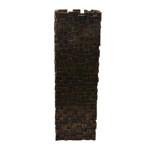 Accent Vase, Dark Bronze Resin, Prominent Geometric Texture, 20 Inch