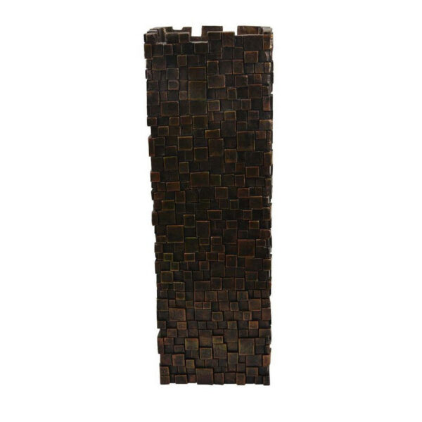 Accent Vase, Dark Bronze Resin, Prominent Geometric Texture, 20 Inch