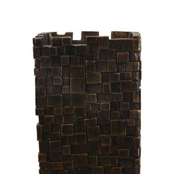 Accent Vase, Dark Bronze Resin, Prominent Geometric Texture, 20 Inch
