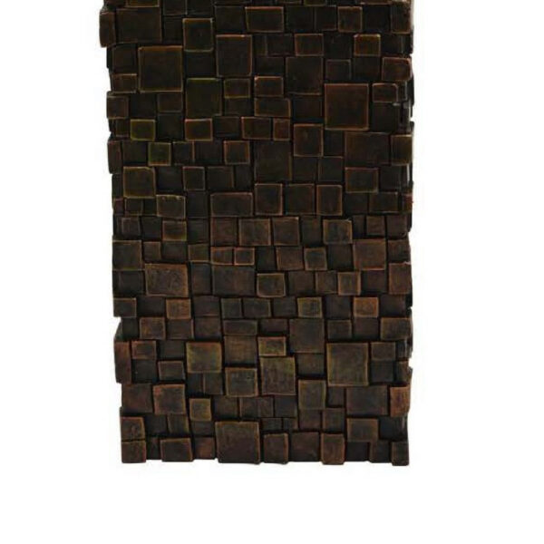 Accent Vase, Dark Bronze Resin, Prominent Geometric Texture, 20 Inch