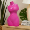 Female Torso Tabletop Decor, Bright Pink Resin Sculptural Bust 16 Inch