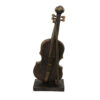 Violin Tabletop Decor, Dark Bronze Resin, Rectangular Base, 18 Inch