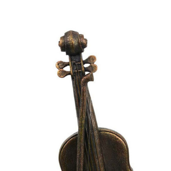 Violin Tabletop Decor, Dark Bronze Resin, Rectangular Base, 18 Inch