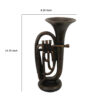 Trumpet Tabletop Decor, Dark Bronze Resin, Round Base, 15 Inch
