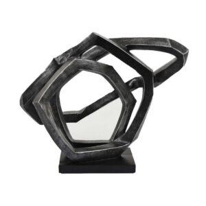 Abstract Decorative Tabletop Sculpture, Gray Resin Geometric, 17 Inch