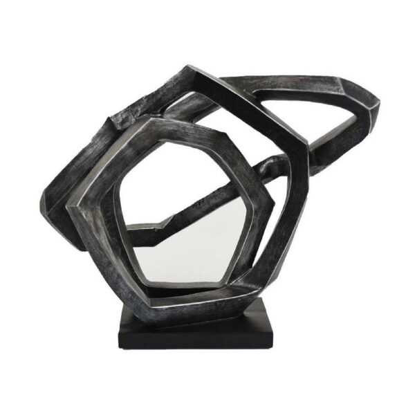Abstract Decorative Tabletop Sculpture, Gray Resin Geometric, 17 Inch