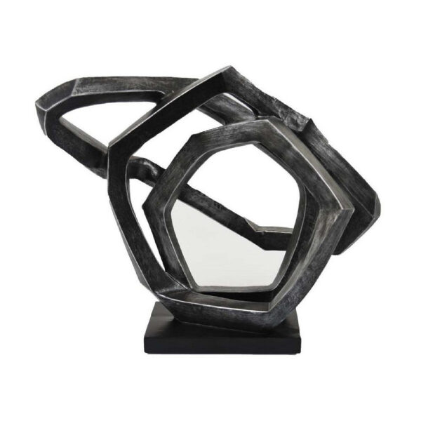 Abstract Decorative Tabletop Sculpture, Gray Resin Geometric, 17 Inch