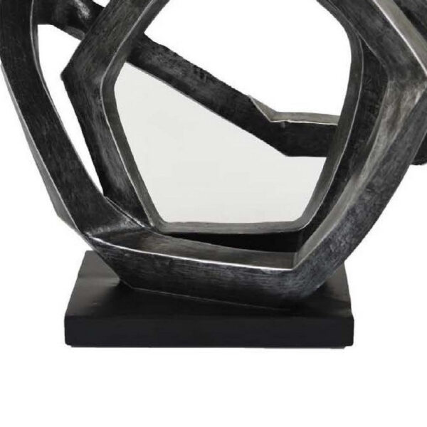 Abstract Decorative Tabletop Sculpture, Gray Resin Geometric, 17 Inch