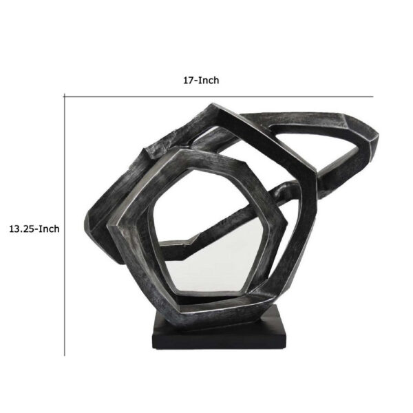 Abstract Decorative Tabletop Sculpture, Gray Resin Geometric, 17 Inch