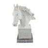 Horse Head Decor, White Resin Frame, Gray Acrylic Base 13 Inch