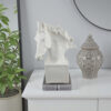 Horse Head Decor, White Resin Frame, Gray Acrylic Base 13 Inch