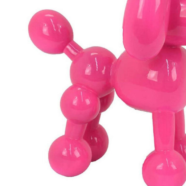 Balloon Dog Accent Decor, Bright Pink Resin, Intricate Details 12 Inch