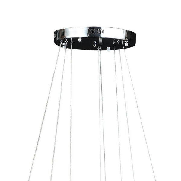 12-47 Inch Adjustable Chandelier, Offset Circle Design Silver Chrome Finish