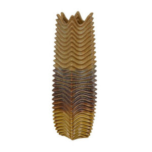 Decorative Vase, Brown, Gray Ceramic Undulating Pattern, 20 Inch