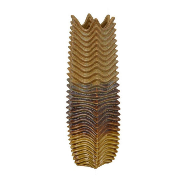 Decorative Vase, Brown, Gray Ceramic Undulating Pattern, 20 Inch