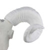 Mitch Bighead Sheep Ram Sculpture w Curved Horns, White Resin 16 Inch